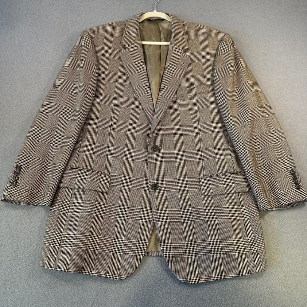Jos. A. Bank Signature Collection Silk Camelhair Plaid Sport Coat Blazer 43R